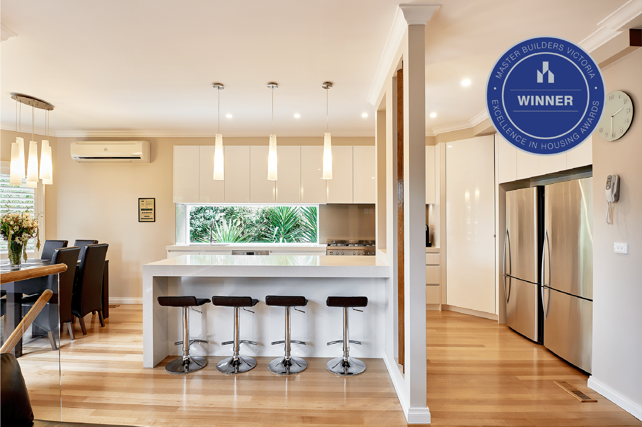 Complete kitchen renovation Melbourne with open shelving