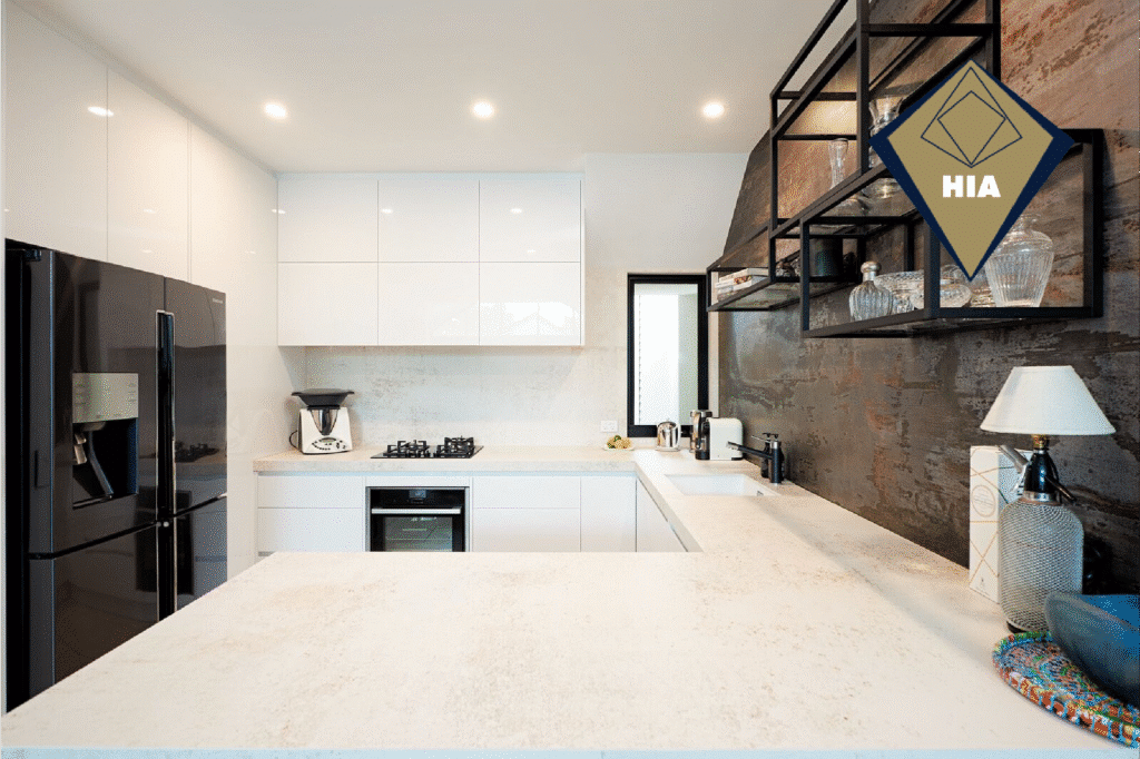 Contemporary kitchen makeover Melbourne with soft-close drawers